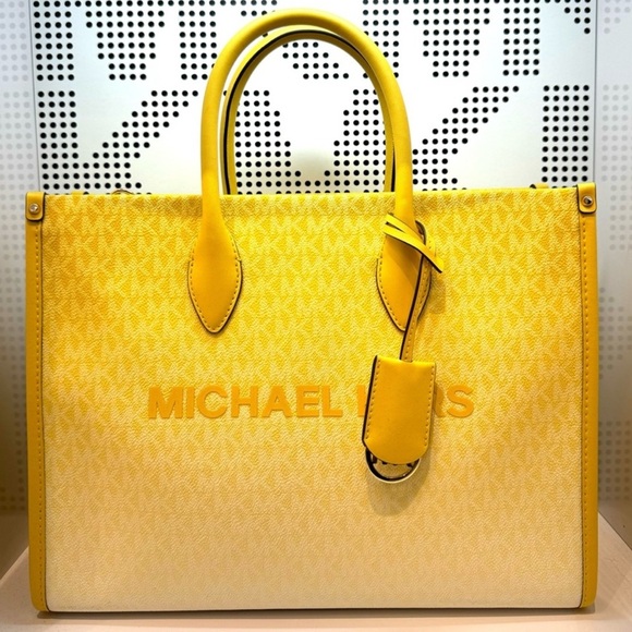 Michael Kors Mirella Medium Ombré Logo Tote Bag Daisy Yellow - Picture 1 of 7